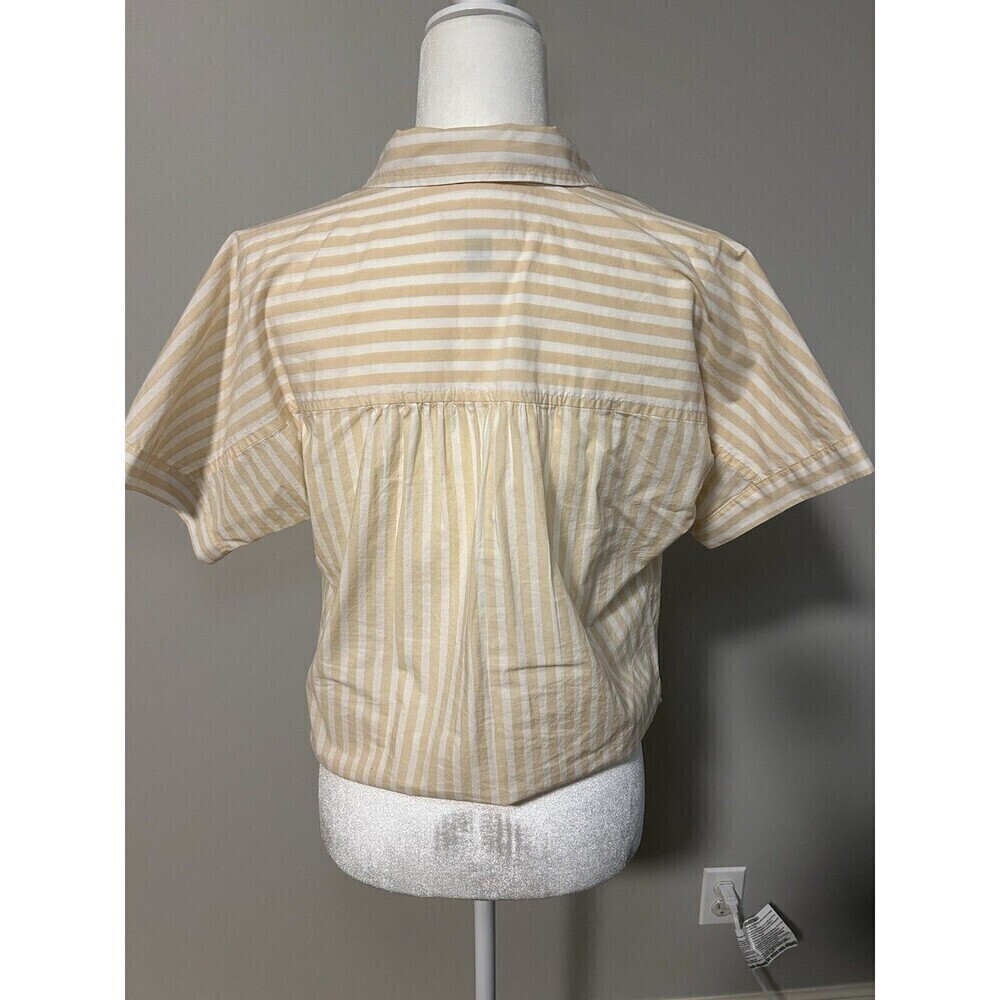 UNIVERSAL THREAD Crop V-neck Collared Stripe Short Sleeve Top Small - Picture 4 of 6